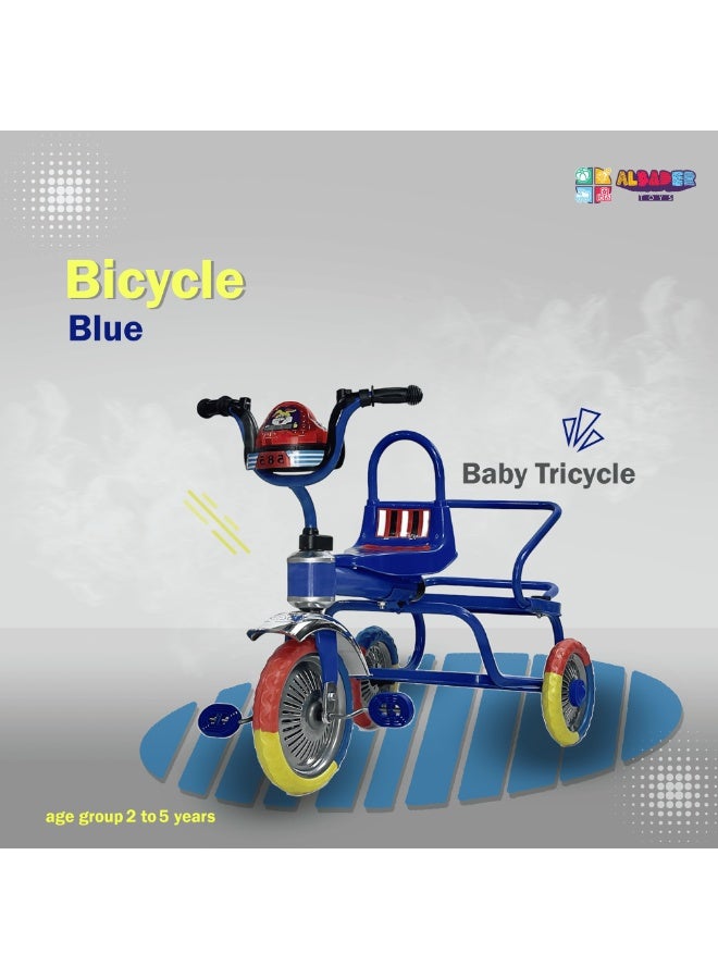 البدر دراجة توازن ثلاثية العجلات للأطفال بعمر 2-5 سنوات من البدر، دراجة ثلاثية العجلات للأطفال الصغار مزودة بمقعدين وموسيقى وأضواء، بلون أزرق - Image 2